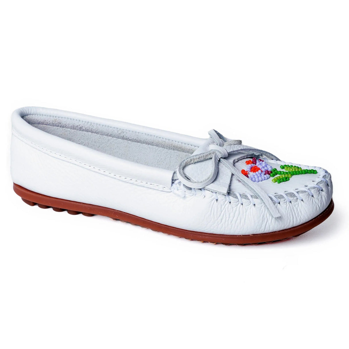 Minnetonka Ziigwan Waabigwan Moc Cuero - Mocasín para mujer