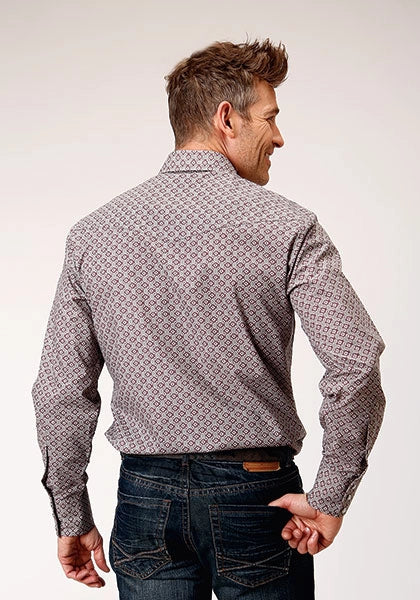 Camisa vaquera de hombre Roper 1888 Retro Print (Wine)