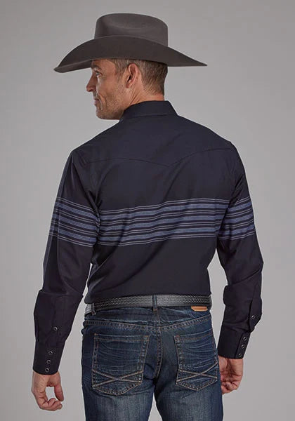 Camisa Western para Hombre Roper 2115 de Rayas (Negro)