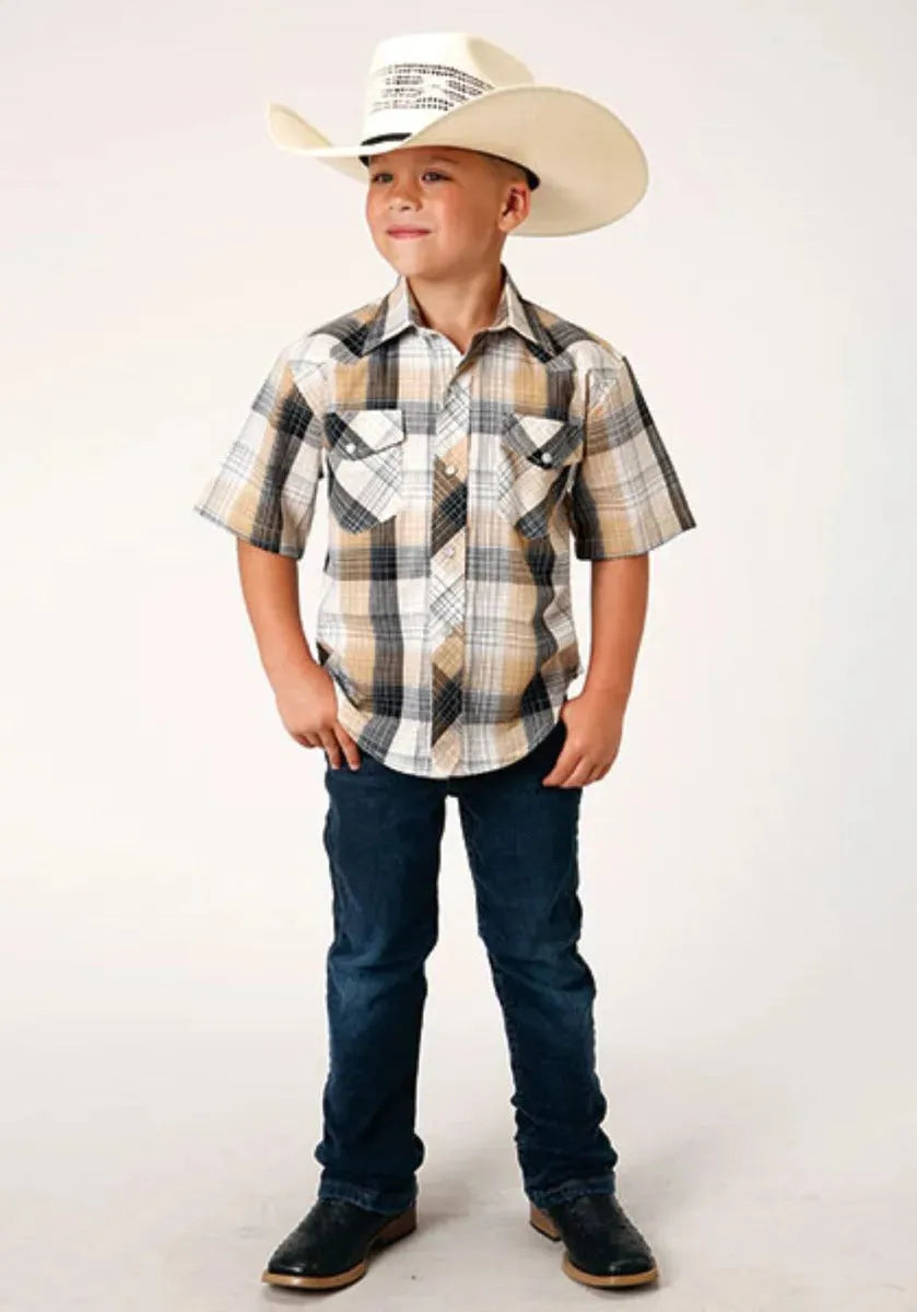 Roper Buckaroo (Negra) - Camisa Western para Niño
