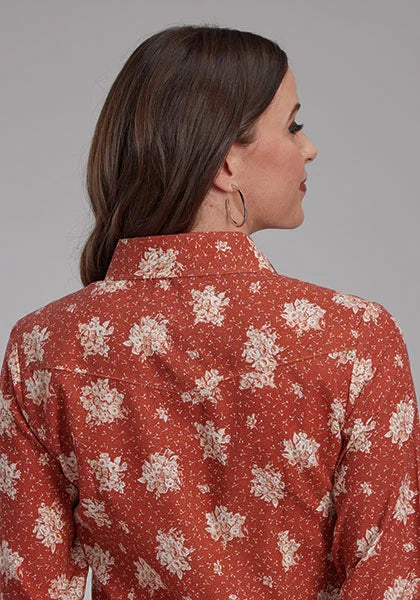 Camisa vaquera de mujer Roper 2282 Cream Floral (Orange)