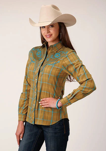 Camisa vaquera Roper 1714 Fancy Applique (Butterscotch) - para mujer