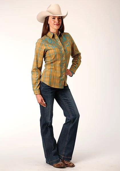 Camisa vaquera Roper 1714 Fancy Applique (Butterscotch) - para mujer