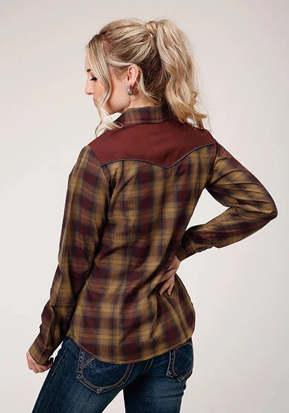 Roper 1205 Camisa vaquera de mujer con aplique elegante (marrón)