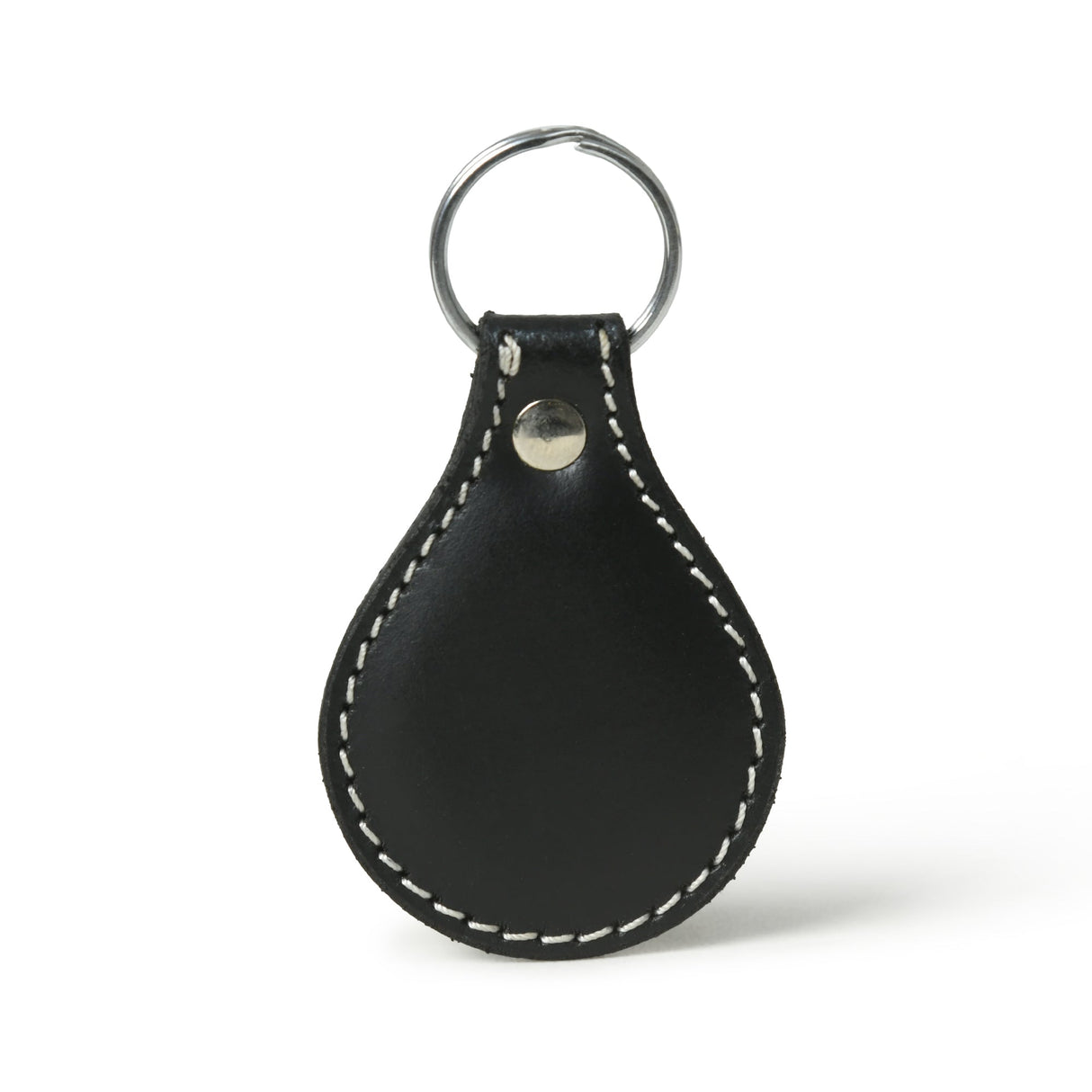 Llavero de cuero ovalado negro
