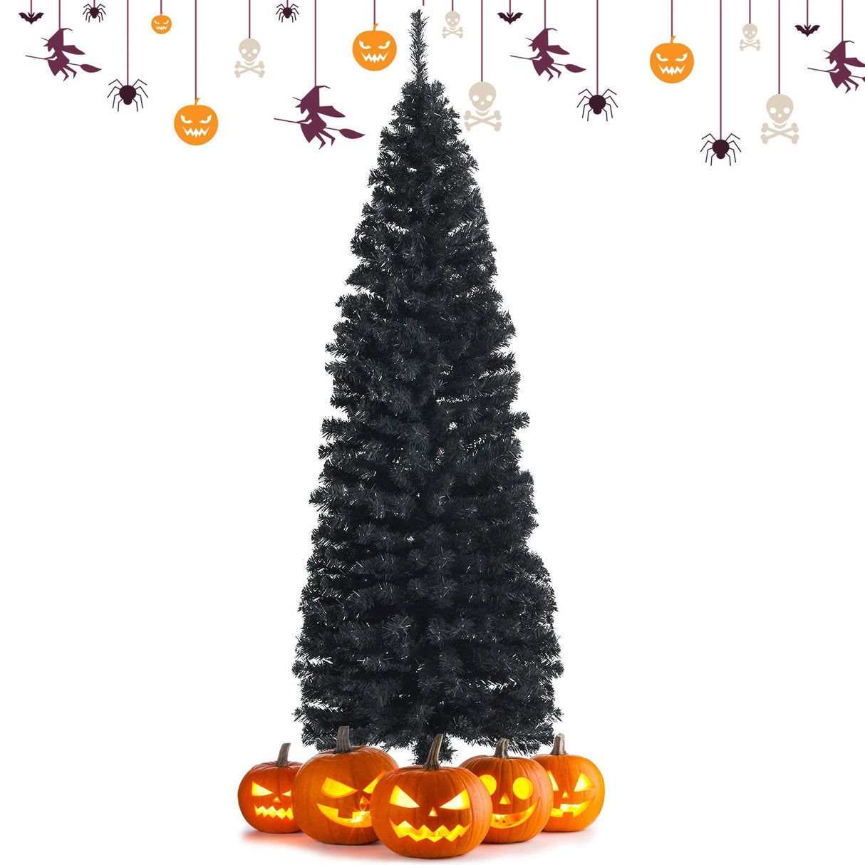 Árbol de Navidad artificial delgado tipo lápiz sin luces de 1,8 m