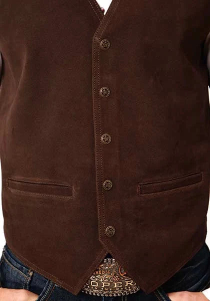 Chaleco de cuero gamuza clásico Roper (marrón) - Hombre