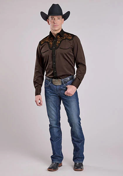 Roper 2260 Old West Embroidery (Marrón) - Camisa Vaquera para Hombre