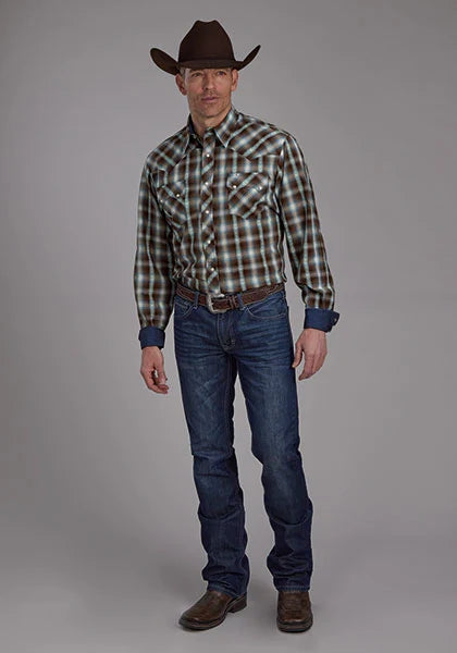 Roper 2169 Horseshoe Dobby (marrón) - Camisa Western para hombre
