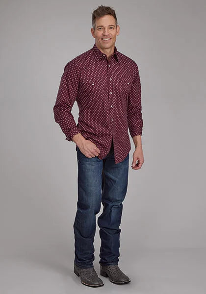 Camisa vaquera para hombre - Roper 2174 estampado de flechas (rojo)