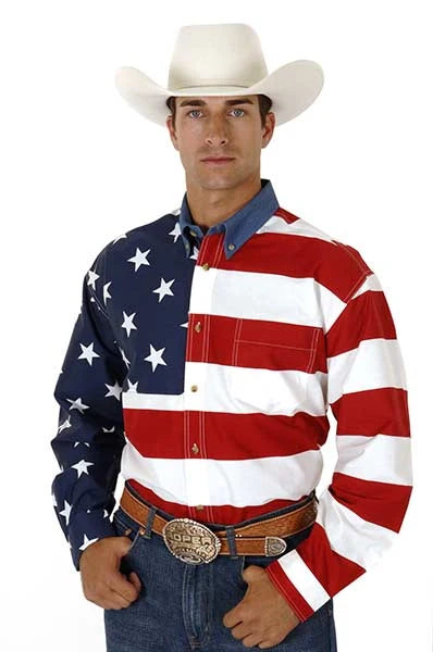 Roper Estrellas y Rayas de Retales (Multicolor) - Camisa Vaquera de Hombre