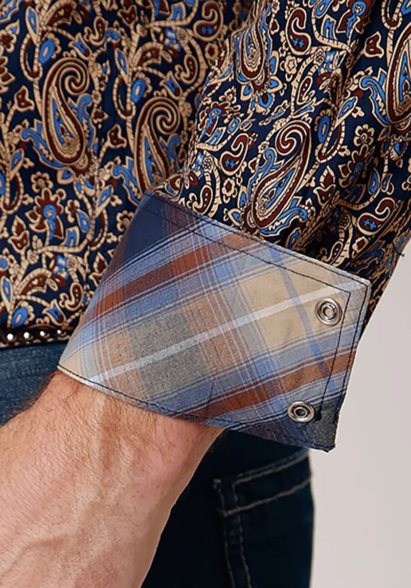 Roper Denim Azul Vintage Paisley (Azul) - Camisa Vaquera de Hombre