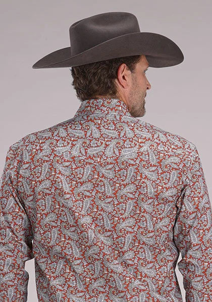 Roper 2499 Clay Paisley (Naranja) - Camisa Vaquera de Hombre