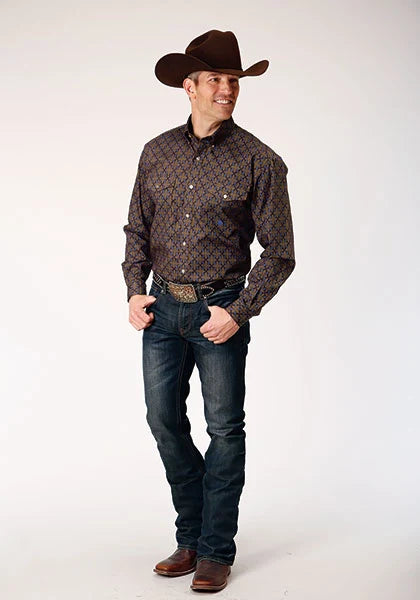 Roper 1839 Medallón de Diamante (Marrón) - Camisa Vaquera de Hombre