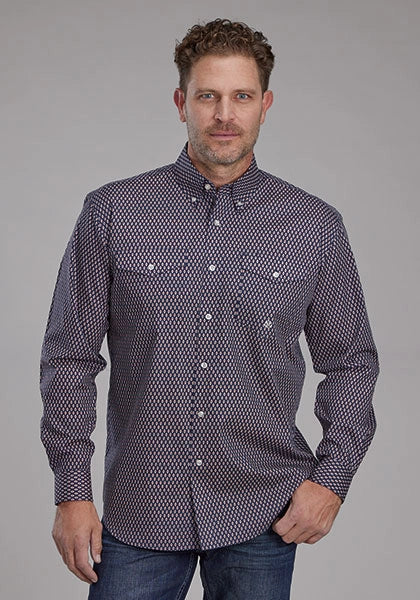 Roper 2157 Diamond Eye Geo (Azul) - Camisa Vaquera de Hombre