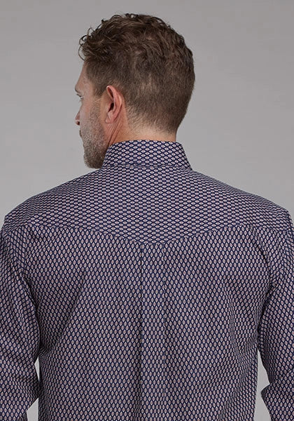 Roper 2157 Diamond Eye Geo (Azul) - Camisa Vaquera de Hombre