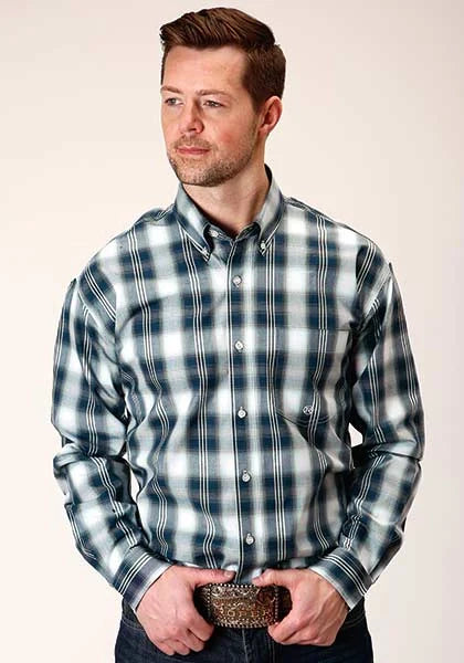 Roper 1373 Plaid Oeste (Azul) - Camisa Vaquera de Hombre