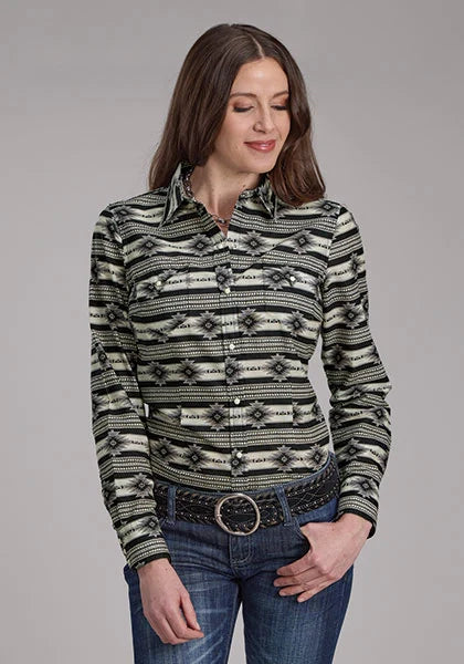 Roper 2182 Santa Fe Aztec (Negra) - Camisa Western para Mujer