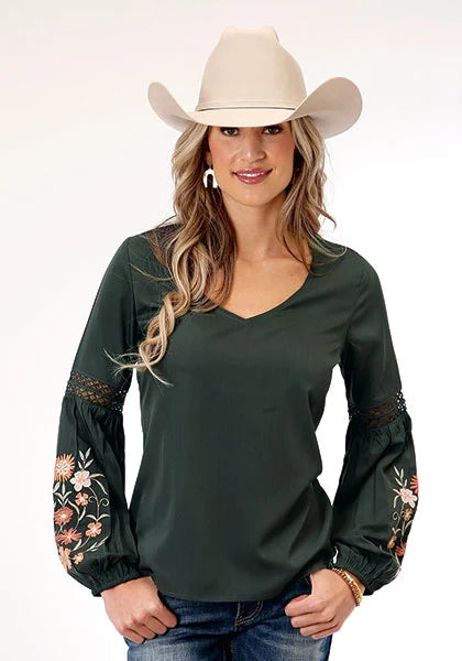 Roper 1792 Poly Crepe (Gris) - Blusa vaquera para mujer