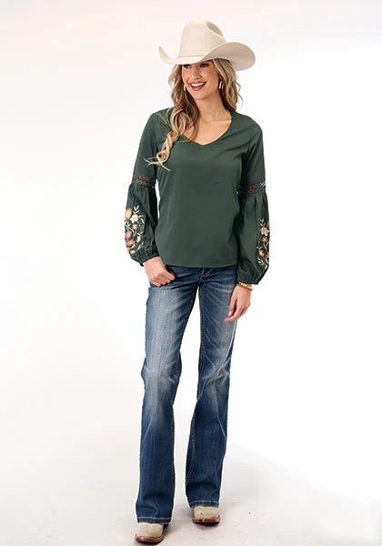 Roper 1792 Poly Crepe (Gris) - Blusa vaquera para mujer