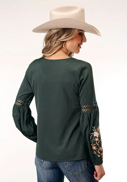 Roper 1792 Poly Crepe (Gris) - Blusa vaquera para mujer