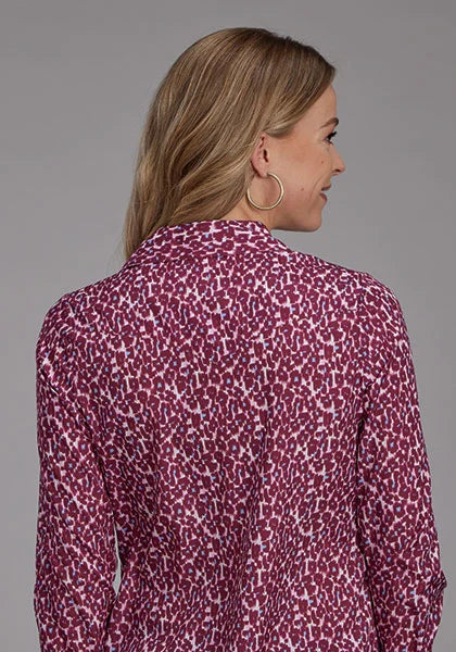 Roper 2134 Estampado de vino salvaje (leopardo) - Blusa vaquera para mujer