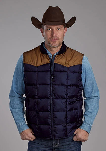 Roper 1473 Relleno de poliéster (Marrón/Azul marino) - Chaleco para hombre