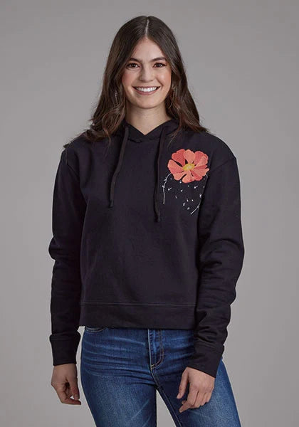 Sudadera con capucha para mujer Roper 2272 con estampado de flores (negro)