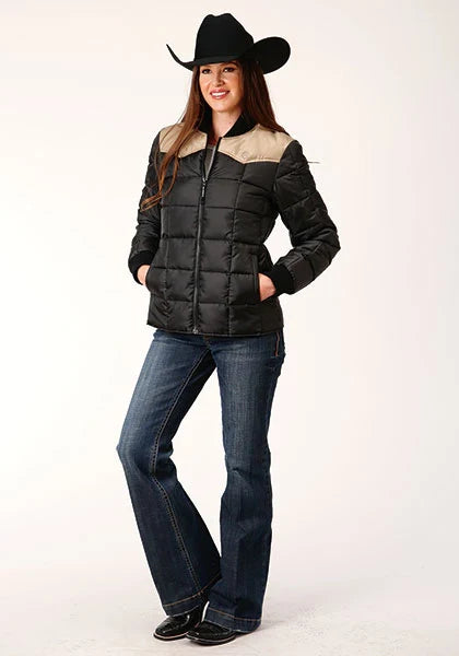 Chaqueta Acolchada de Poliéster Roper 1473 (Caqui/Negro) - Para Mujer