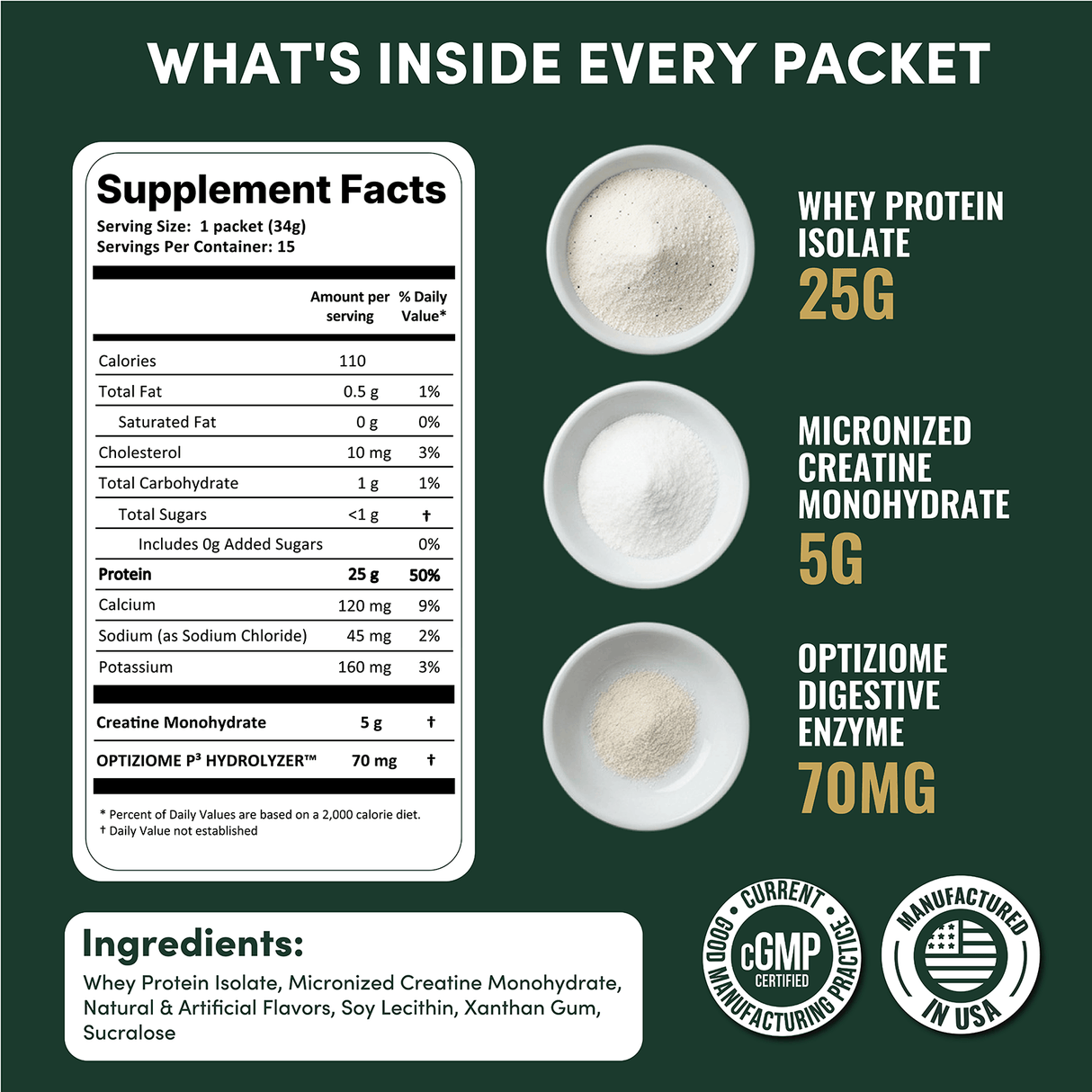 2-in-1 Whey Protein Isolate + Creatine Travel Packets