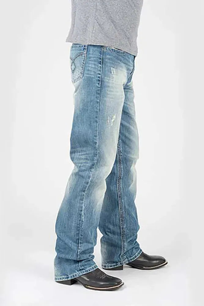 Tin Haul Regular Joe con costuras de diamante grises (lavado claro) - Vaqueros de hombre de corte bootcut