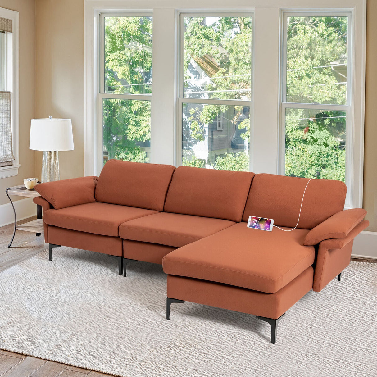 Sofá seccional modular extra grande en forma de L con chaise reversible para 4-5 personas