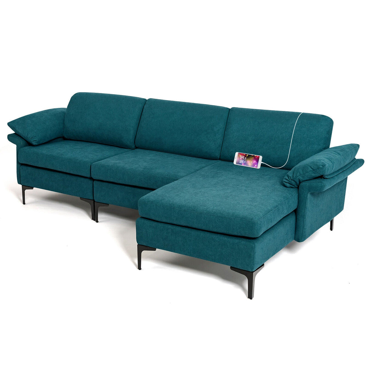 Sofá seccional modular extra grande en forma de L con chaise reversible para 4-5 personas
