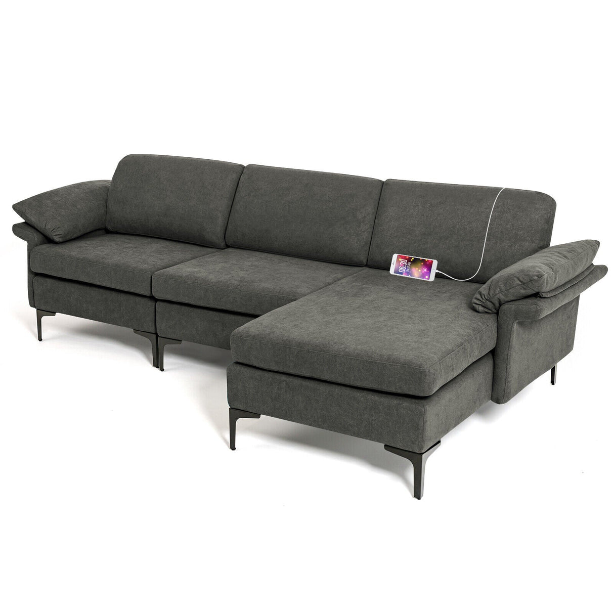 Sofá seccional modular extra grande en forma de L con chaise reversible para 4-5 personas