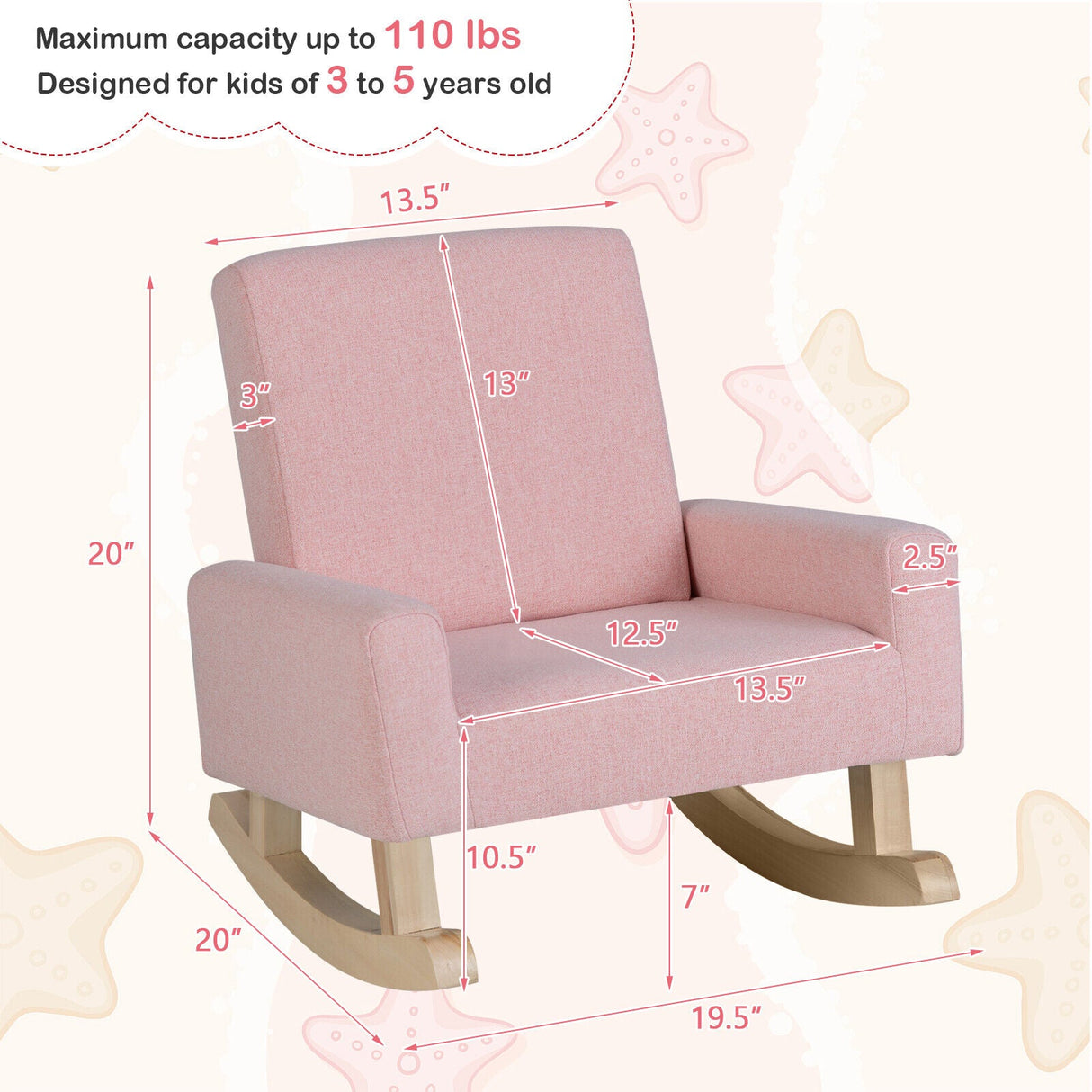 Mecedora infantil con patas de madera maciza