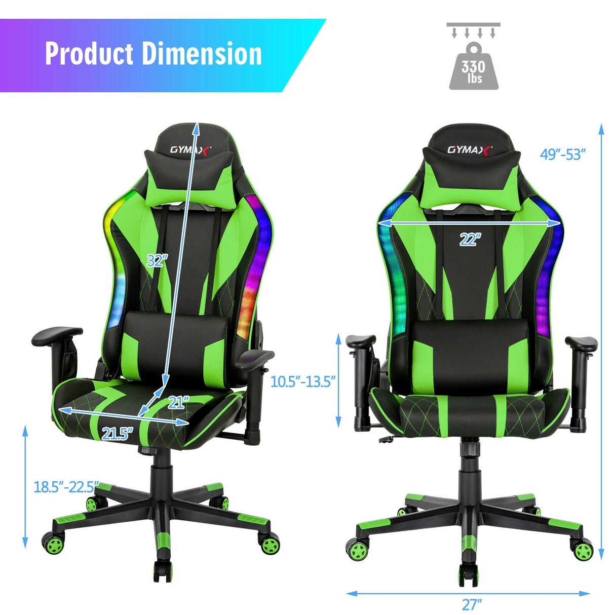 Silla Gamer Ajustable Giratoria para Computadora con Luces LED Dinámicas