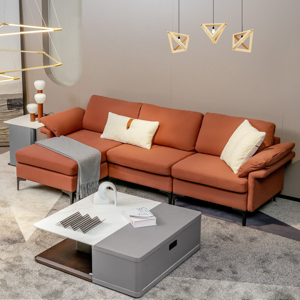 Sofá seccional modular extra grande en forma de L con chaise reversible para 4-5 personas