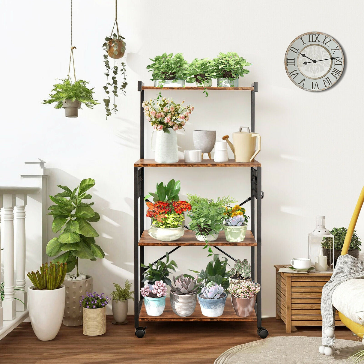 Estantería de cocina de 4 niveles con ruedas