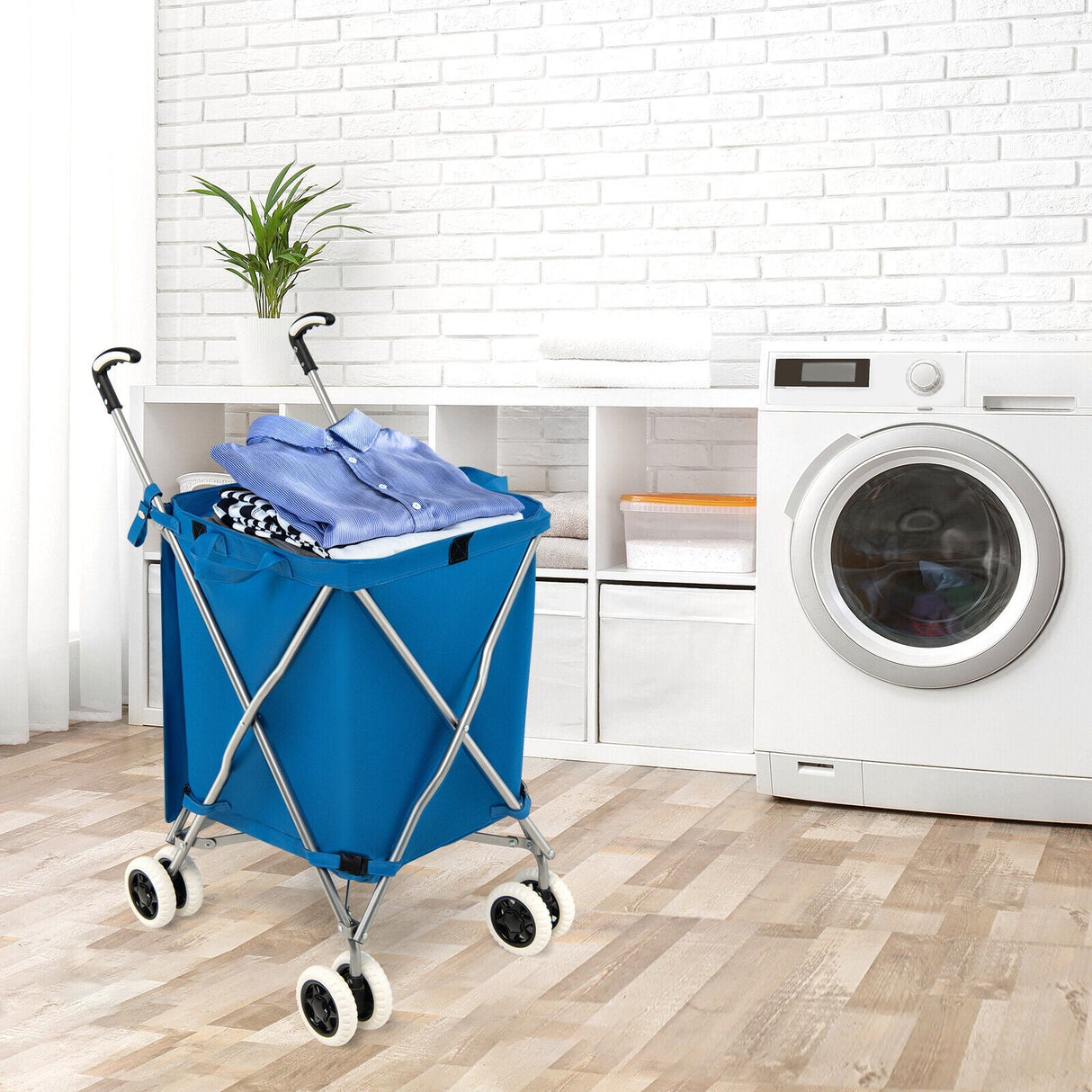 Carro de compras plegable con bolsa de lona extraíble resistente al agua