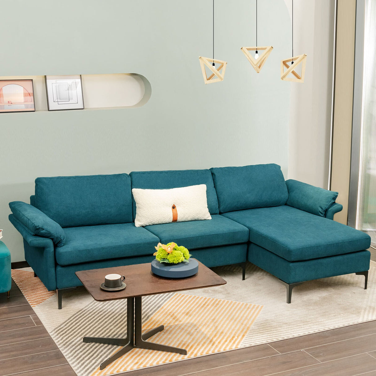 Sofá seccional modular extra grande en forma de L con chaise reversible para 4-5 personas