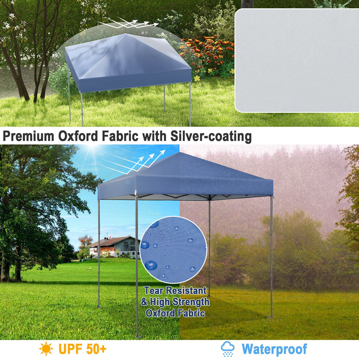 Carpa plegable para exterior de 2 x 2 metros con protección solar UPF 50+