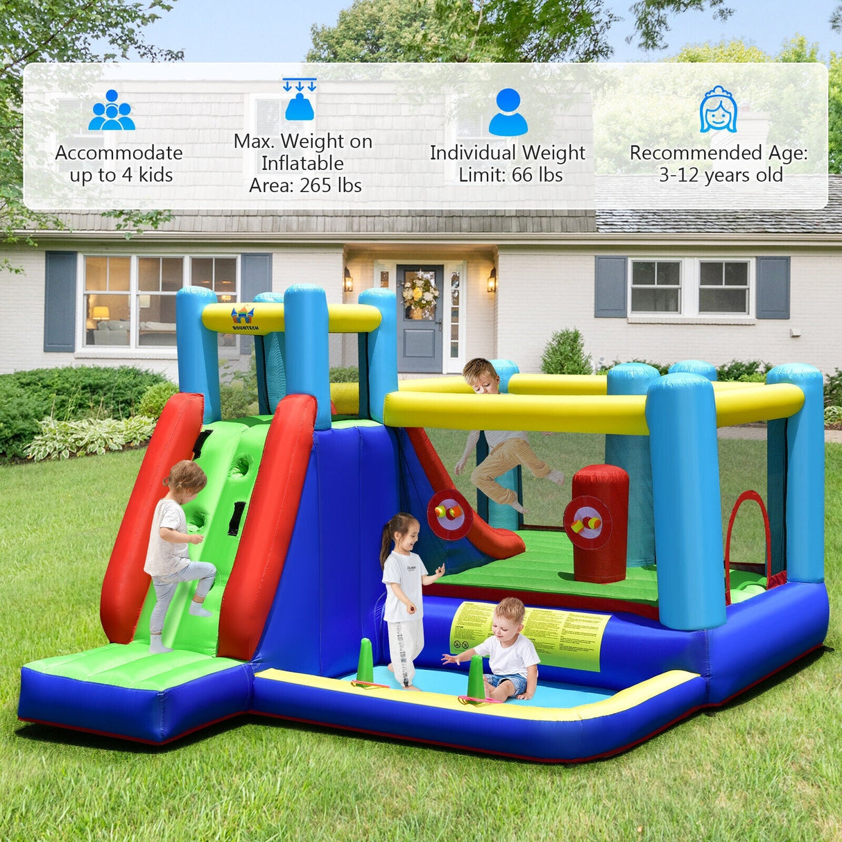 Castillo hinchable con soplador de 735W
