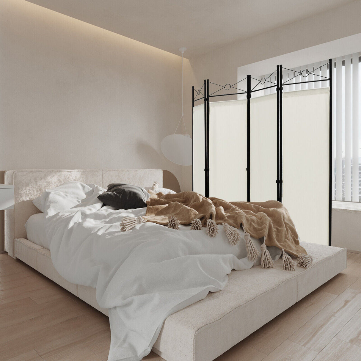 Divisor de habitación plegable independiente de 6 pies con 4 paneles