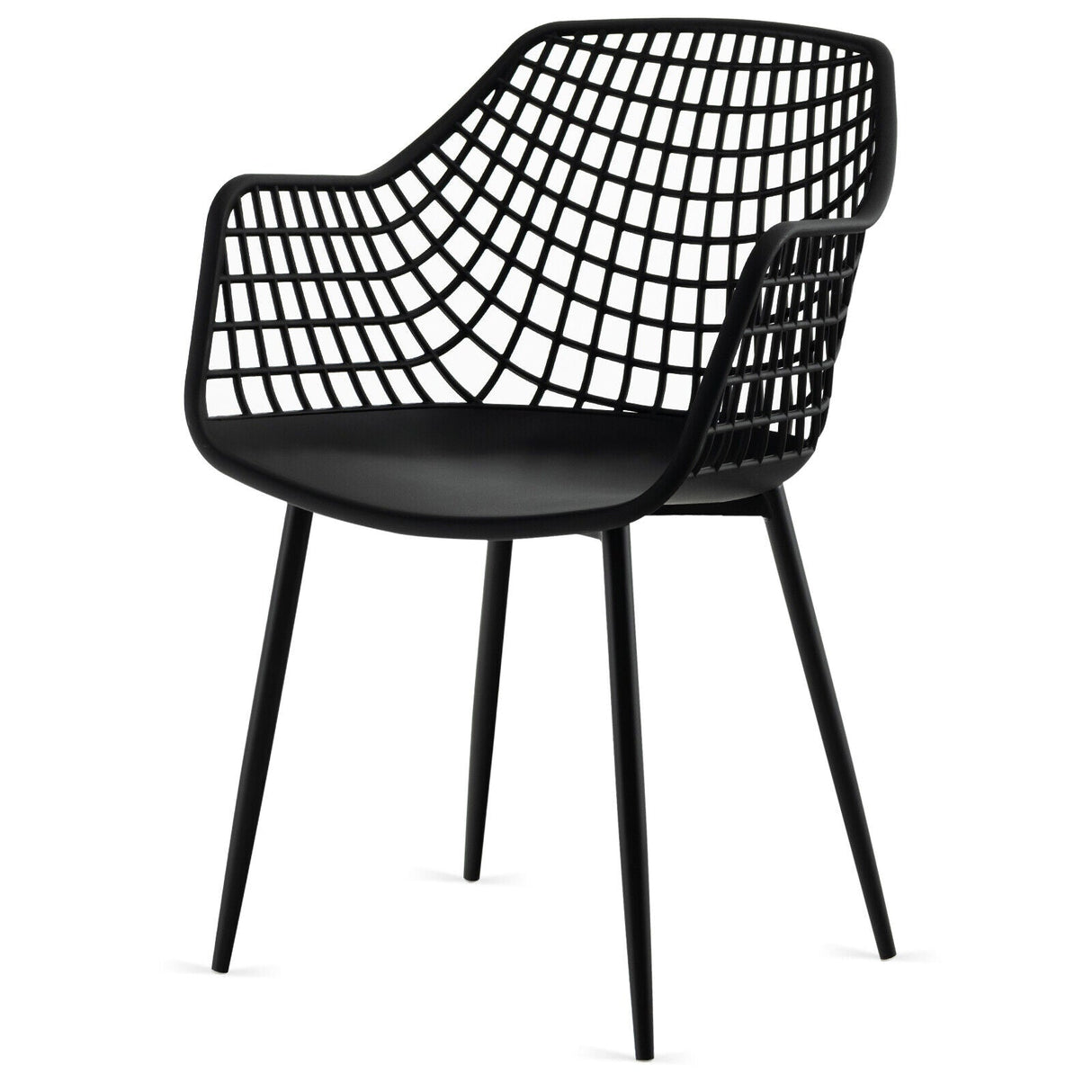 Set of 4 Heavy Duty Modern Dining Chair with Airy Hollow Backrest