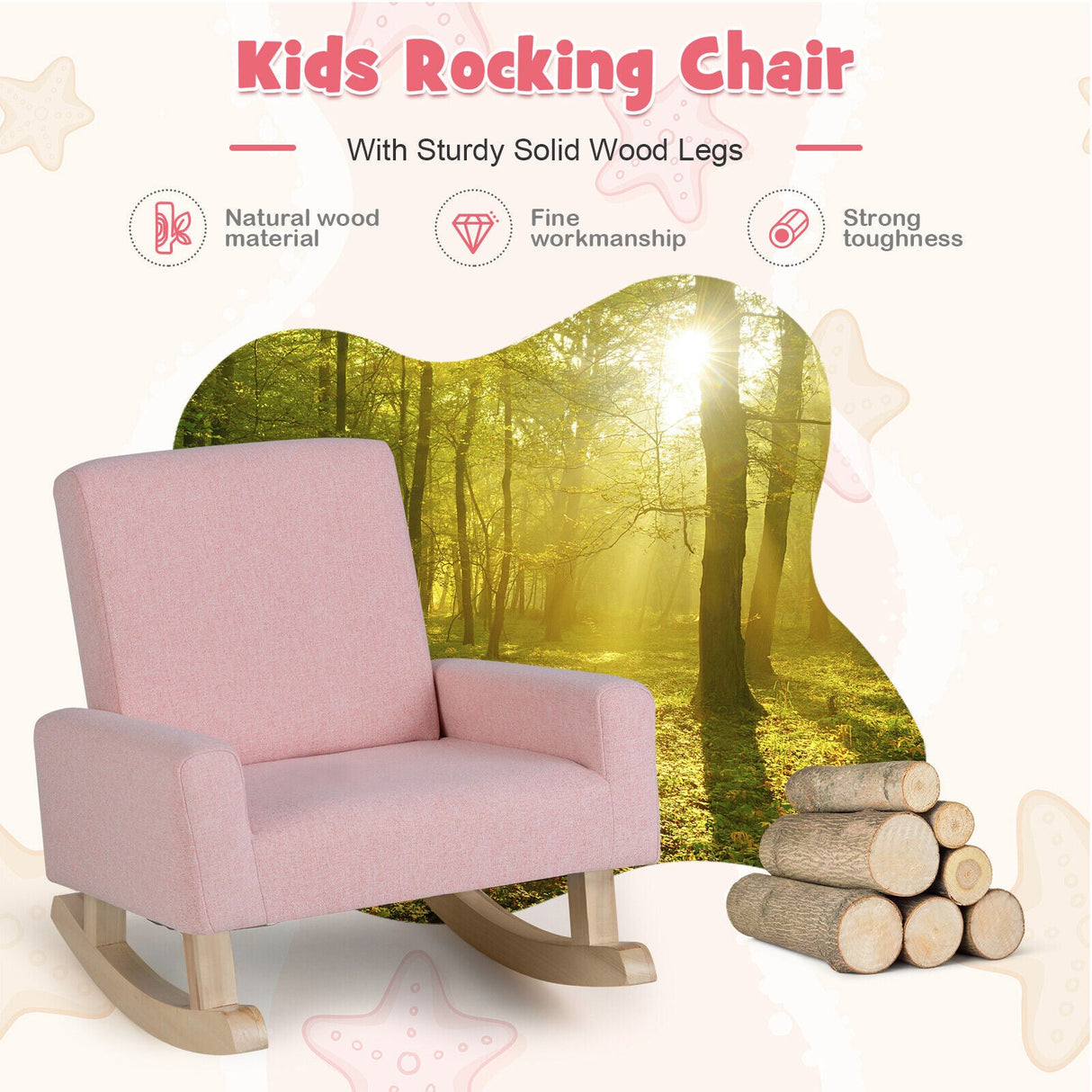 Mecedora infantil con patas de madera maciza