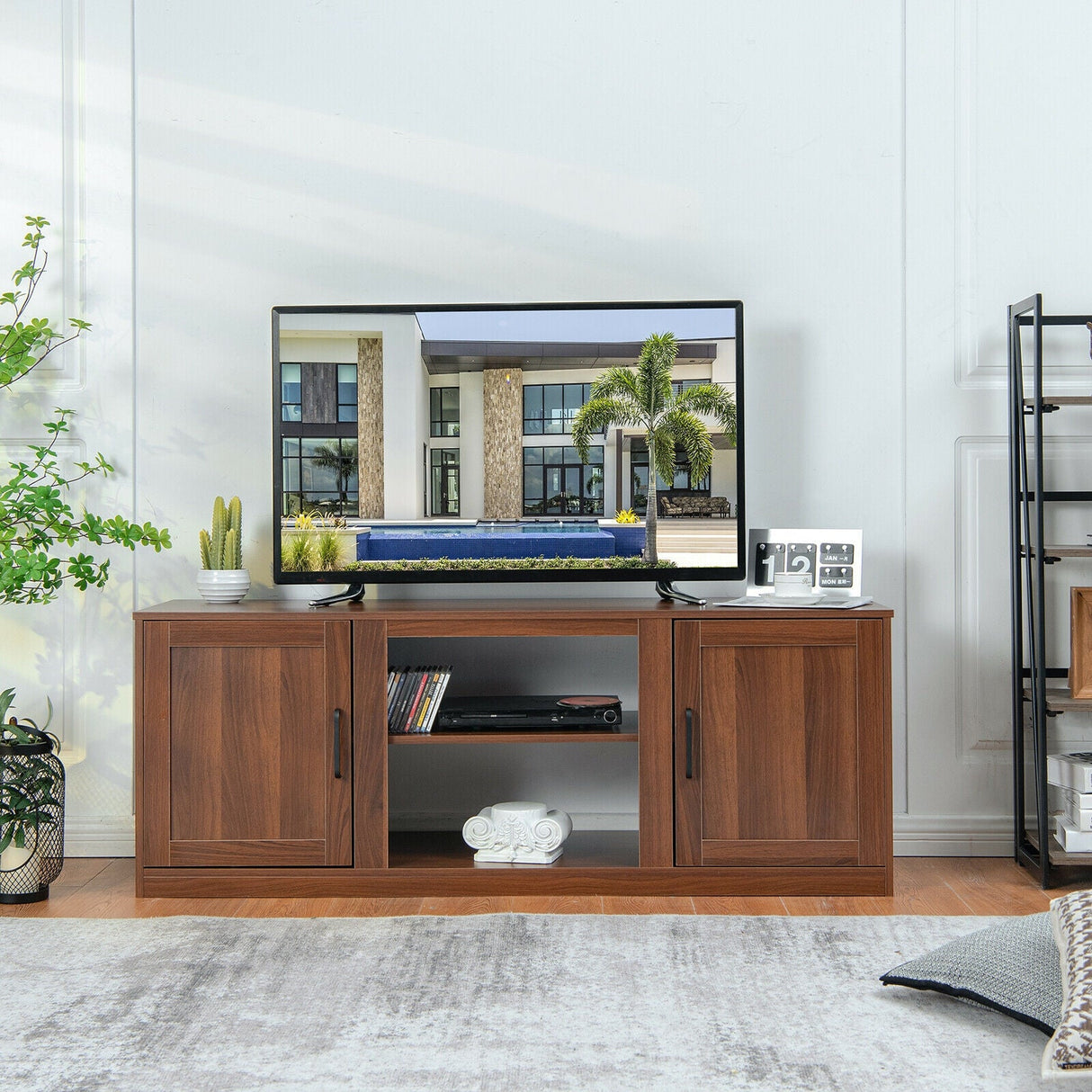 Mueble de TV con puertas corredizas dobles para televisores de hasta 65 pulgadas