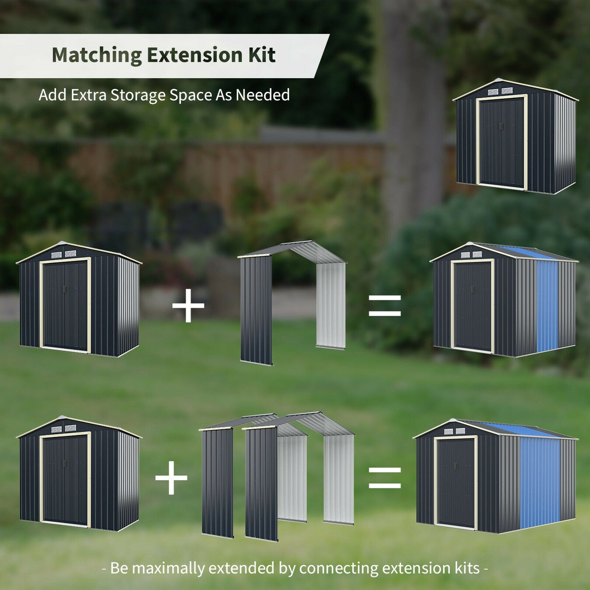 Kit de extensión para cobertizo de almacenamiento exterior para cobertizos de 2,13 metros de ancho