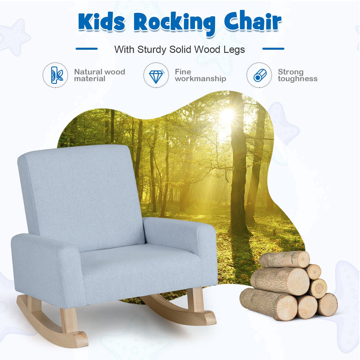 Mecedora infantil con patas de madera maciza