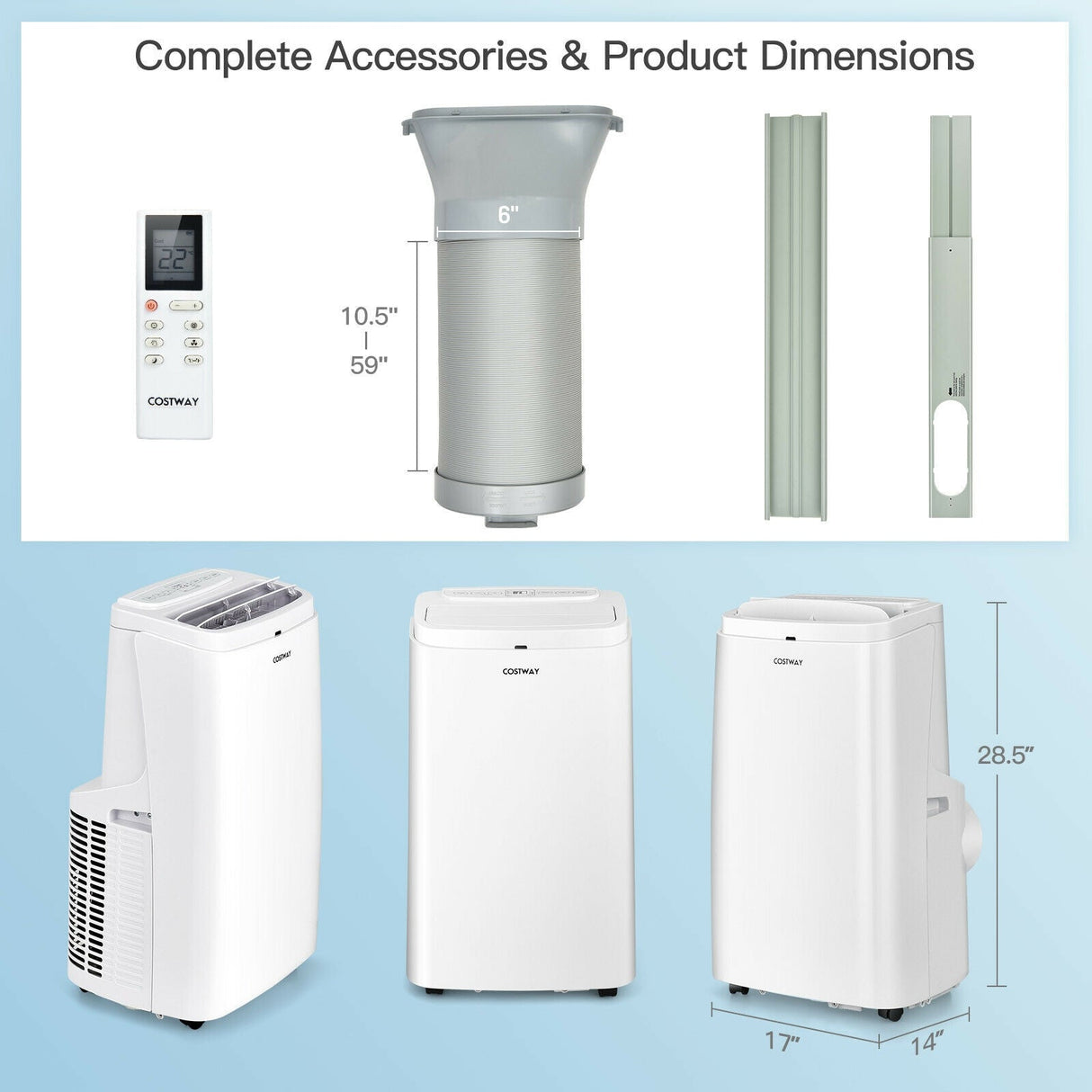 Aire acondicionado portátil 3 en 1 de 9000 BTU con control remoto - Blanco
