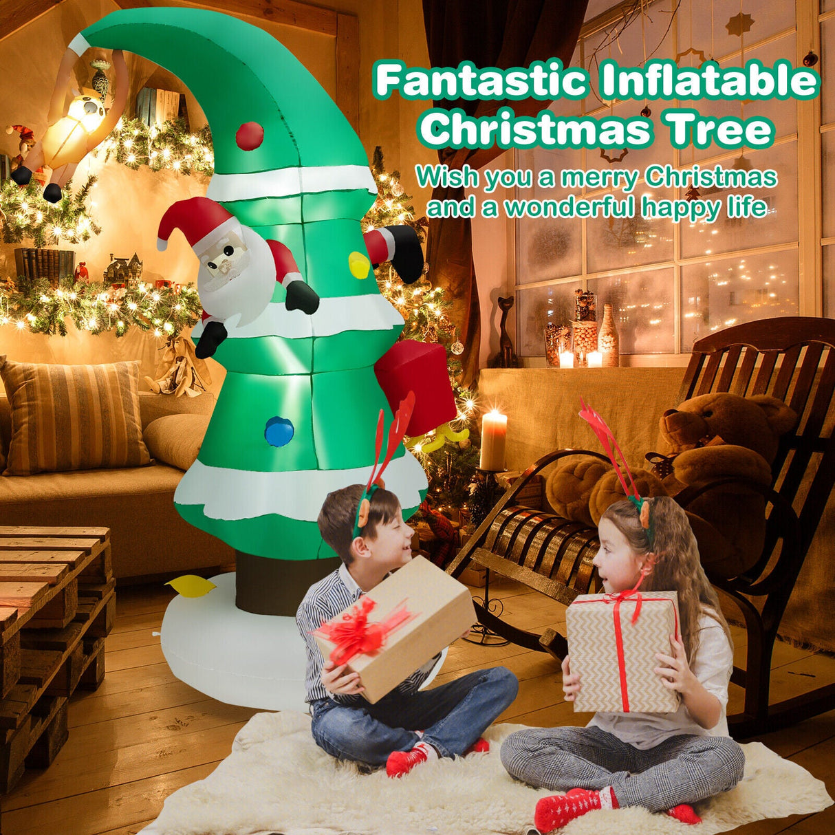 Árbol de Navidad inflable de 8 pies con Papá Noel